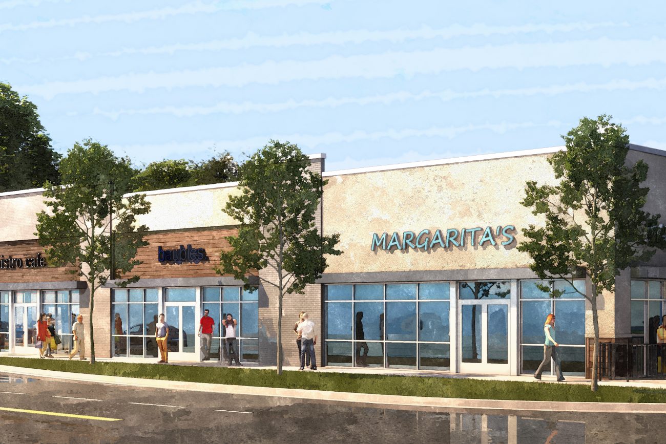Exterior rendering of Retail Storefronts