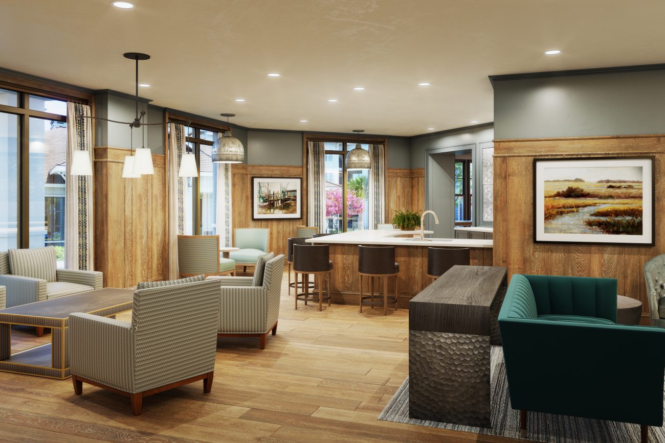 Rendering of Lounge area at Daniel Island