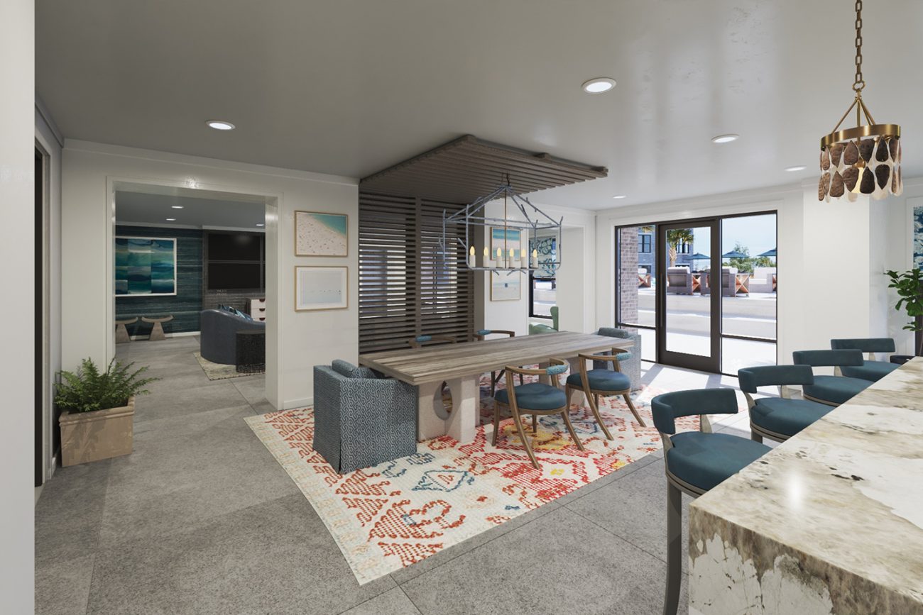 Interior Rendering of pool house at Morrison Yards