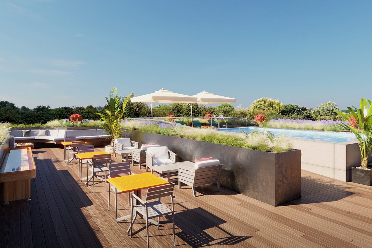 Exterior of pool deck at The William