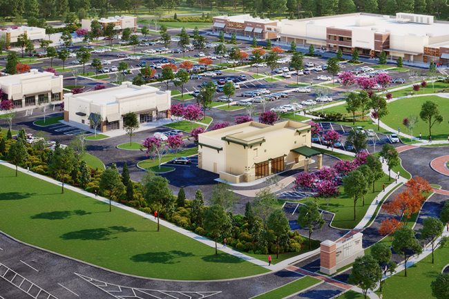 Site perspective of Oak Grove shopping center