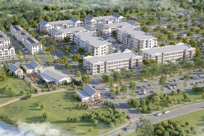Bird's eye view of Nowell Creek community