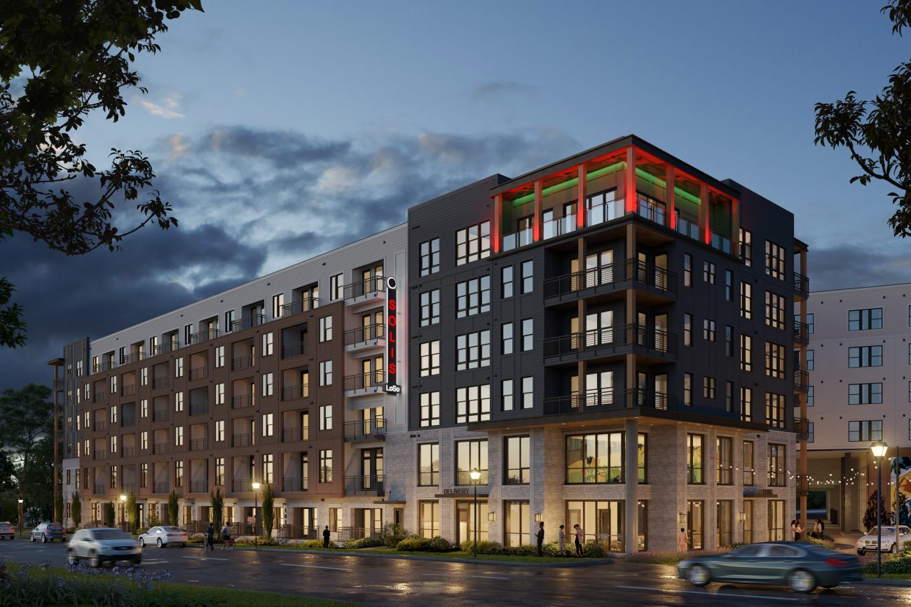 Exterior rendering of Solis LoSo luxury housing