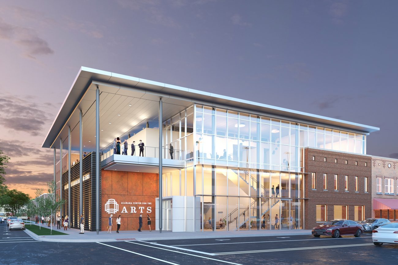 Exterior rendering of the Alabama Center for the Arts