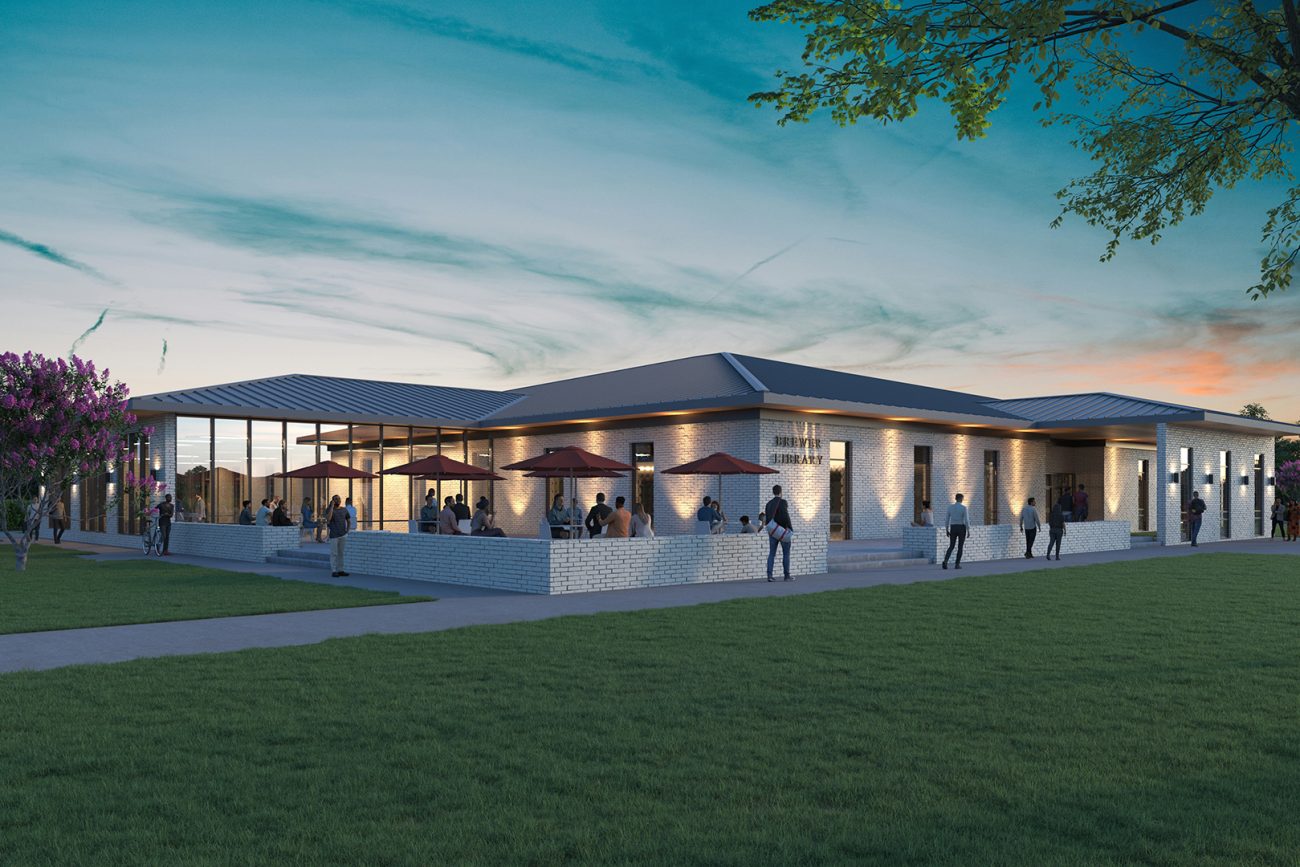 Exterior rendering of the Calhoun Community College library.