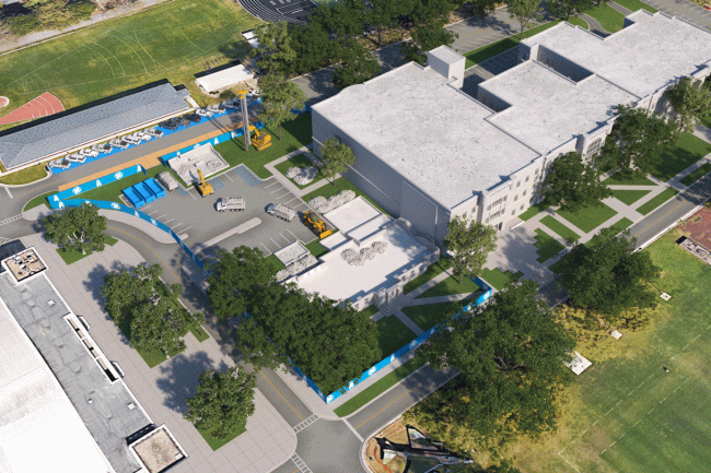 Construction phasing for proposed Citadel Engineering building.