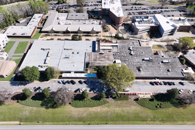 Construction phasing for Pickens Hall at Tri-County Technical College.
