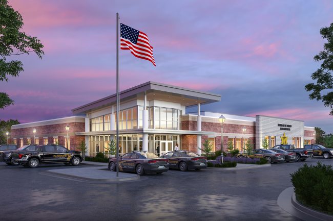 Exterior rendering of the Hall County Sheriff building.