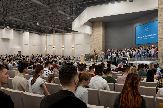 Interior rendering of Hopewell Baptist Church sanctuary.