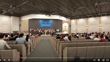 Architectural animation of Hopewell Baptist Church sanctuary.