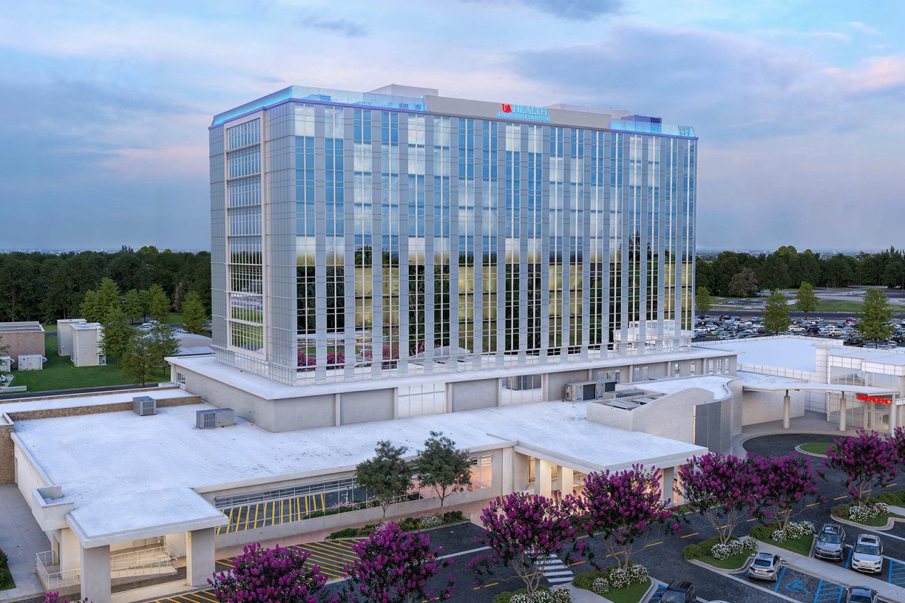 Exterior rendering of the renovated USA Hospital.