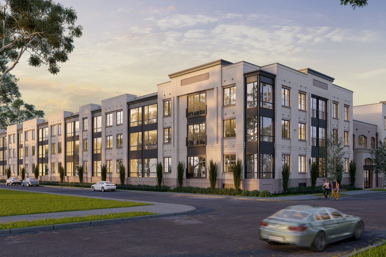 Exterior rendering of apartments at Bull and 45th streets.