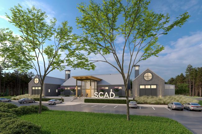 Exterior rendering of the SCAD fieldhouse