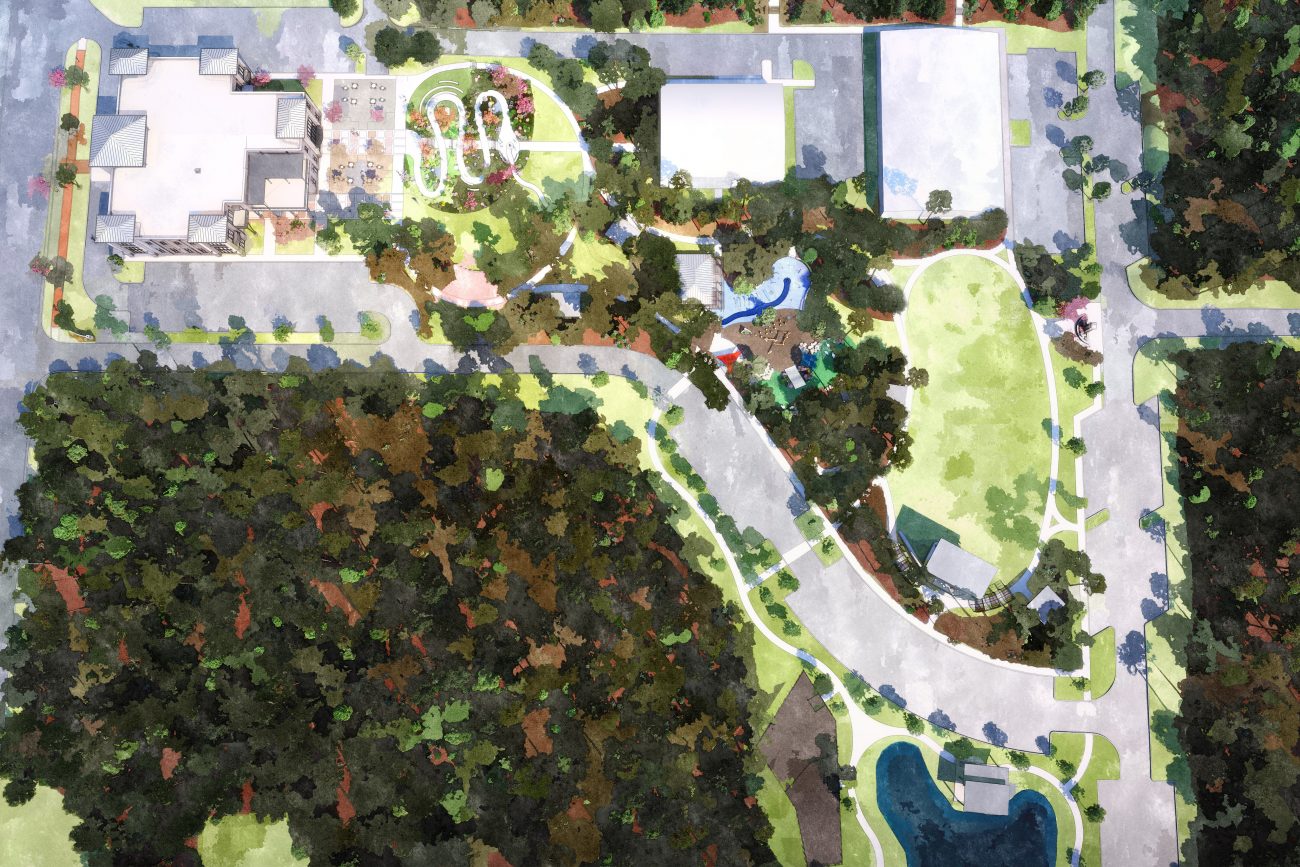 Watercolor Site Plan Rendering of Fayetteville Park